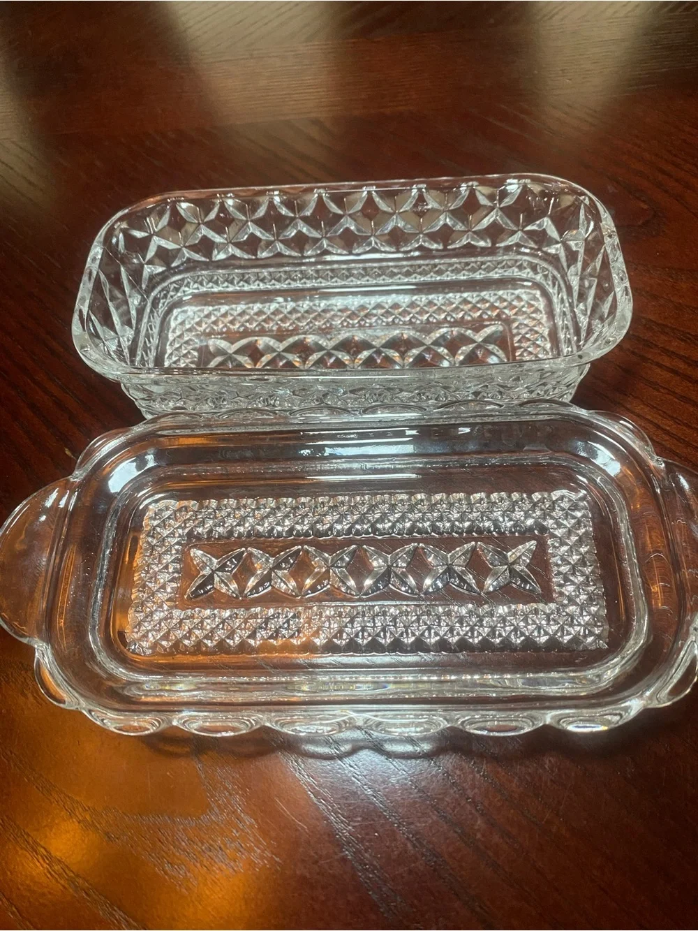 Anchor Hocking Wexford covered butter dish- Classic Diamond Cut